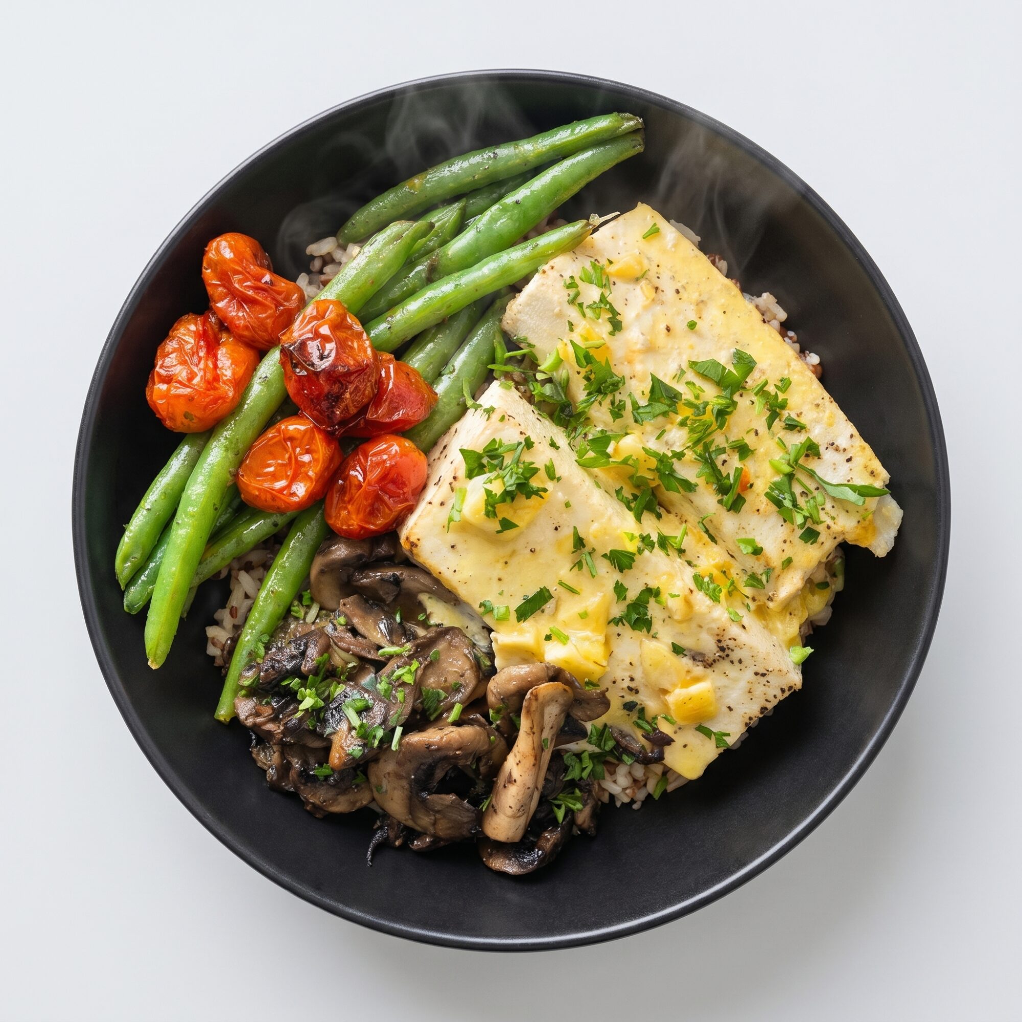 Merluza al Papillote con Verduras de Temp.